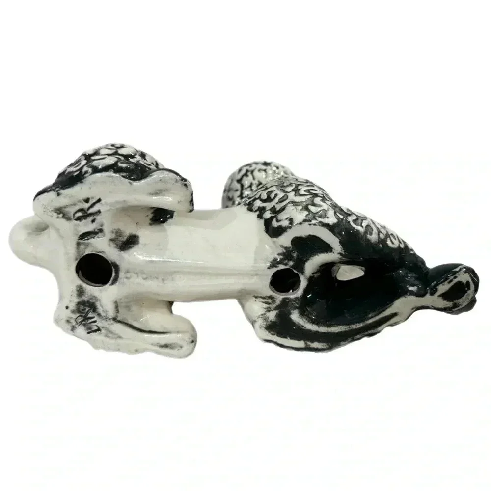 Vintage Mid Century Modern Ceramic French Poodle Hand painted Figurine 11.5x7.5”